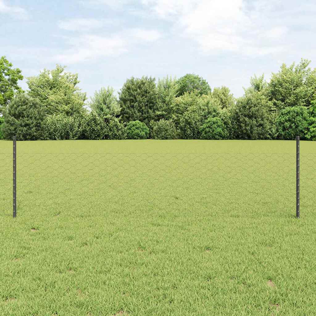 Hegnspidser 11 stk U-Kanal Grå 60 cm Stål, vidaXL Sekskantet Hegn Grå 0.5x50 m Stål