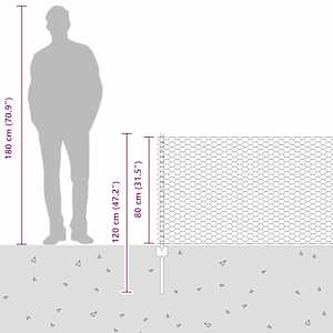 Hexagonální plot s podpěrou 50 x 0,8 m Ocel potažená PVC Šedá - obrázek 13