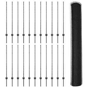 Plot s sloupkem Šedá 1,2 x 50 m Ocel a PVC - obrázek 5