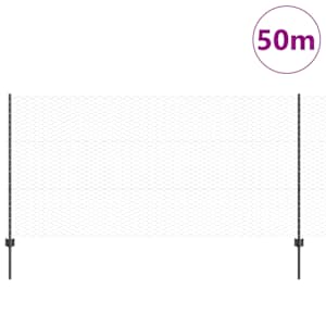 Plot s sloupkem Šedá 1,2 x 50 m Ocel a PVC - obrázek 3