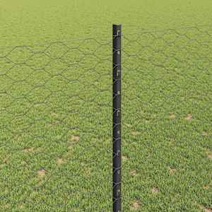 Hexagonální plot s podpěrou 50 x 1,5 m Ocel potažená PVC Šedá - obrázek 4