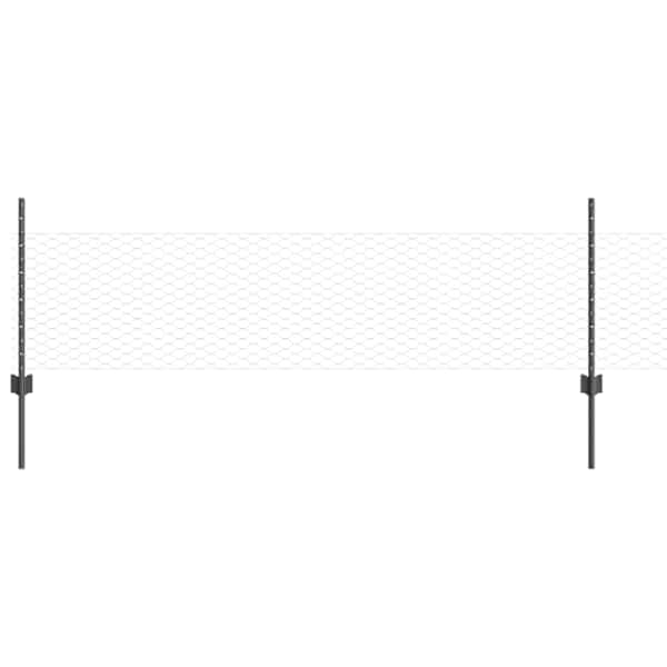 vidaXL Kuusnurkne aed koos posti 100 x 0,5 m PVC-kaetud teras Hall