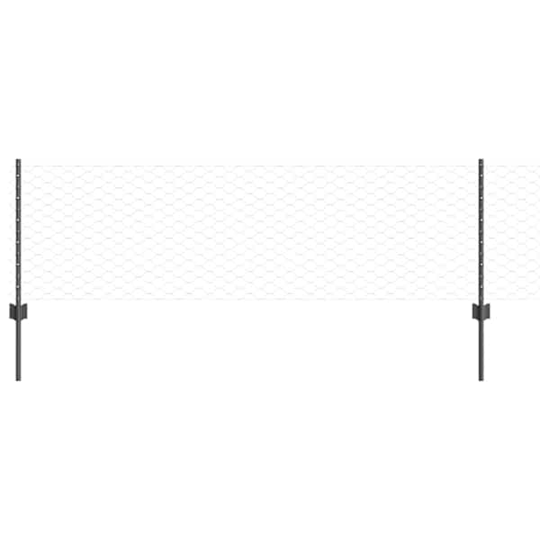vidaXL Kuusnurkne aed koos posti 100 x 0,6 m PVC-kaetud teras Hall