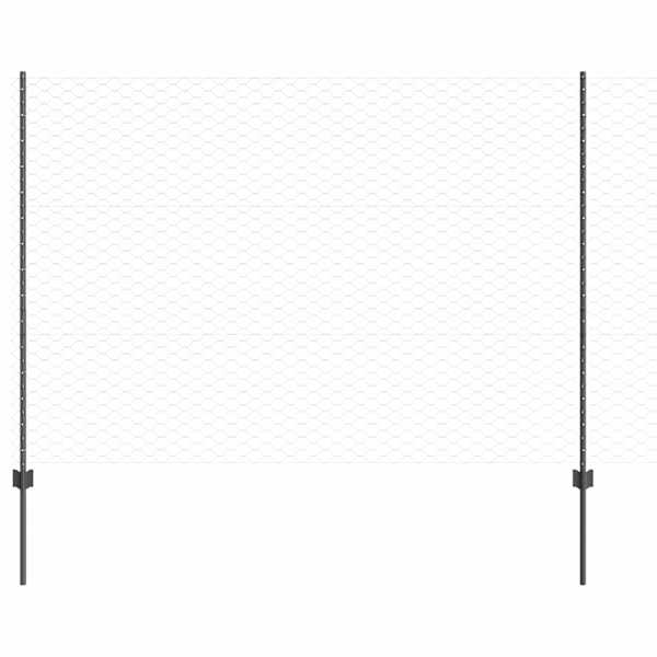 vidaXL Kuusnurkne aed koos posti 100 x 1,5 m PVC-kaetud teras Hall
