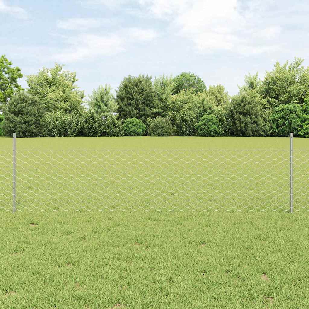 Hegnspæle 5 stk U-Kanal 60 cm Galvaniseret Stål, vidaXL Sekskantet hegn 0,5x10 m Galvaniseret Stål