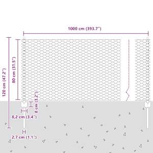 Venkovní hexagonální plot s příspěvkem 10 x 0,8 m Stříbrná - obrázek 11