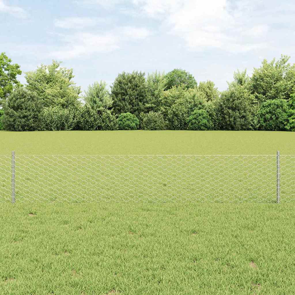 Hegnspidser 11 stk U-Kanal 40 cm Galvaniseret Stål, vidaXL Sekskantet Hegn 0,4x25 m Galvaniseret Stål