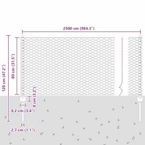 Venkovní hexagonální plot s příspěvkem 25 x 0,8 m Stříbrná - obrázek 10