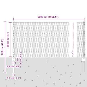 Venkovní hexagonální plot s příspěvkem 50 x 0,8 m Stříbrná - obrázek 11