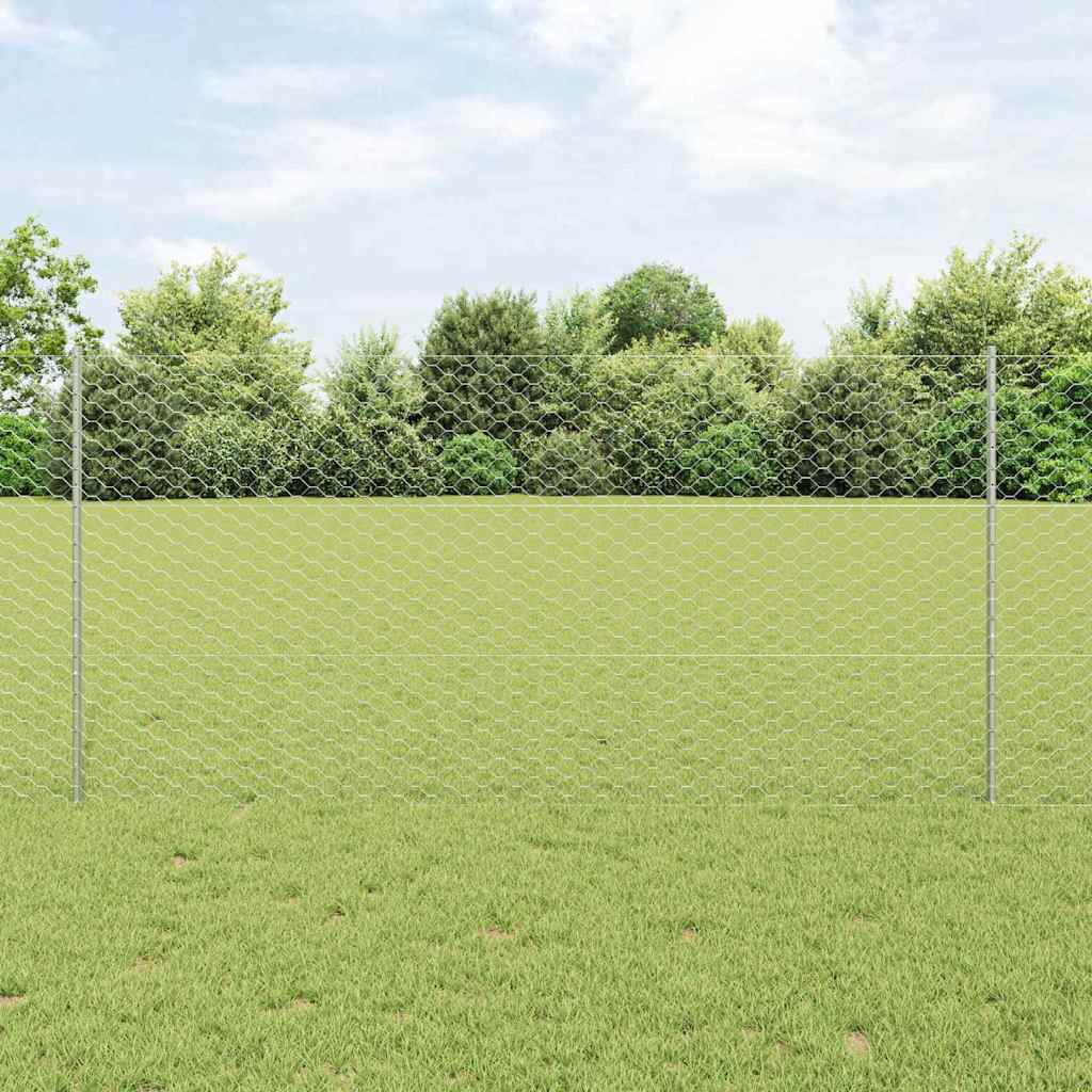 Hegnspidser 22 stk U-Kanal 120 cm Galvaniseret stål, vidaXL Sekskantet hegn 1.2x50 m Galvaniseret stål