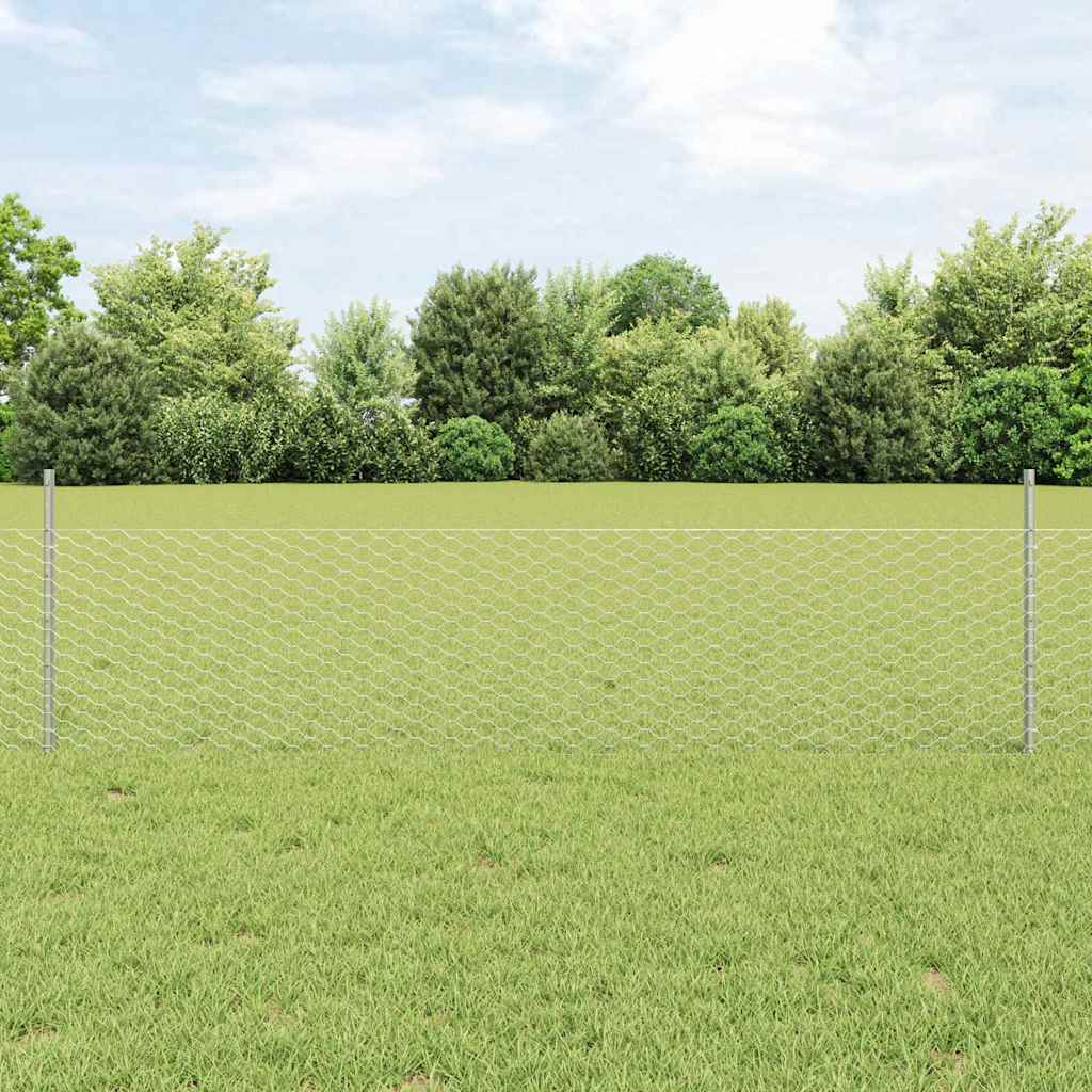 Hegnspidser 11 stk U-Kanal 60 cm Galvaniseret Stål, vidaXL Sekskantet Hegn 0.5x100 m Galvaniseret Stål