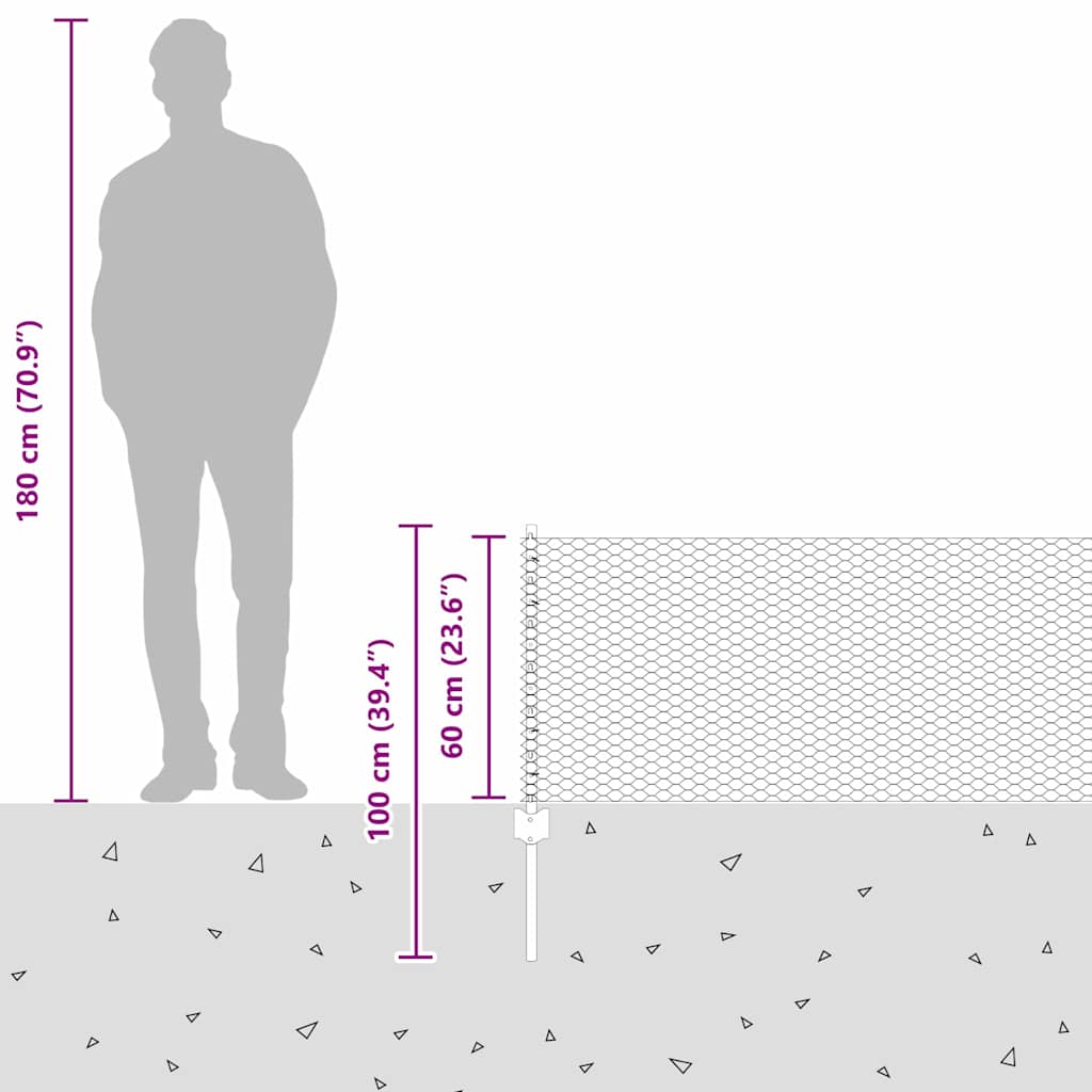 Ograja s stebrom srebrna 0,6 x 100 m Jeklo - slika 13