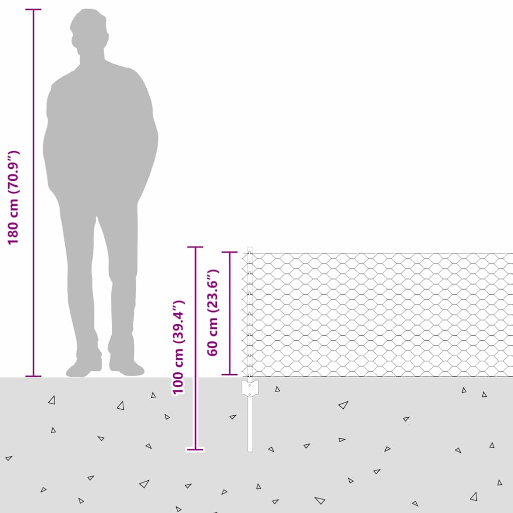 Ograja s stebrom srebrna 0,6 x 100 m Jeklo - slika 13