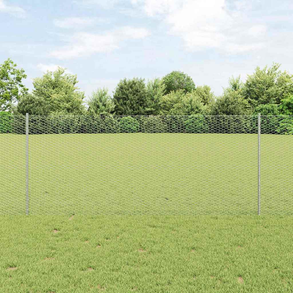Hegnspæle 22 stk U-Kanal 100 cm Galvaniseret stål, vidaXL Hexagonhegn 1x100 m Galvaniseret stål