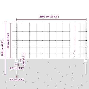 Venkovní divoký plot s příspěvky 25 x 0,8 m Stříbrná Síťovina - obrázek 11