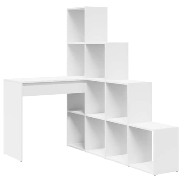 vidaXL Nurgalaud riiuliga Valge 101,5 x 149,5 x 149,5 cm Tehispuit