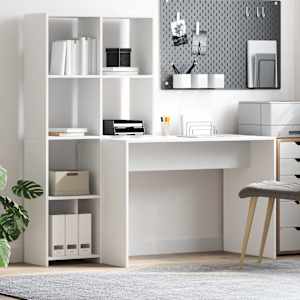 Miza s polico Bela 138,5 x 55 x 143 cm Konstruiran les