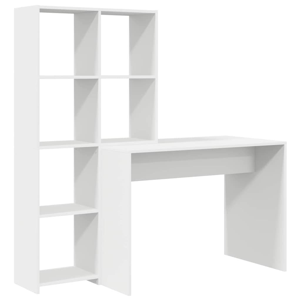  vidaXL Asztal polcokkal tárolóval Fehér 138.5 x 55 x 143 cm Faanyag akciós termékkép 1