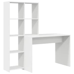 vidaXL Laud riiuliga ladustamisega Valge 138,5 x 55 x 143 cm Tehispuit