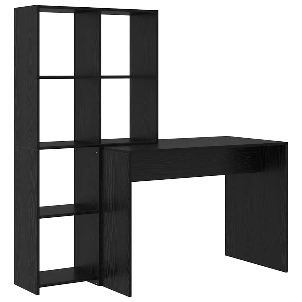 vidaXL Asztal polcokkal Musta tammi 138.5 x 55 x 143 cm Faanyag akciós termékkép 1