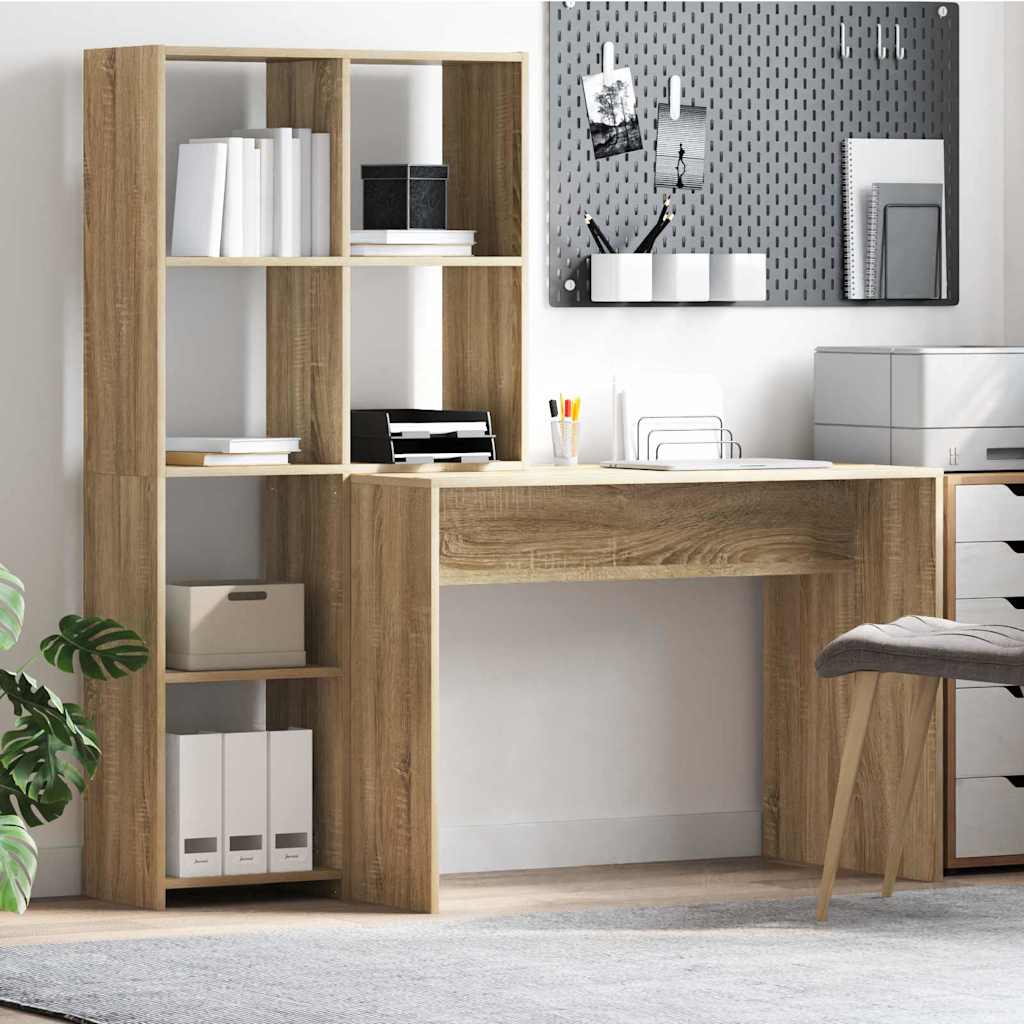 Bureau Chêne sonoma 138.5 x 55 x 143 cm Bois d'ingénierie