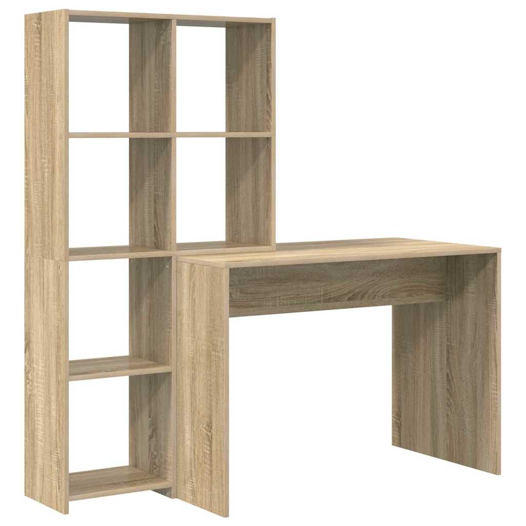  vidaXL Asztal polcokkal sonoma tölgy 138.5 x 55 x 143 cm Faanyag akciós termékkép 1