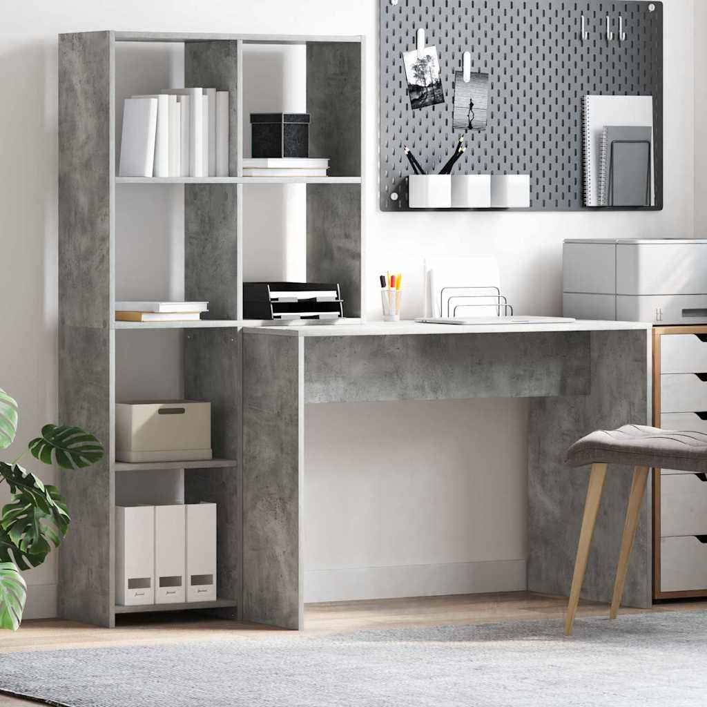 Bureau Gris béton 138.5 x 55 x 143 cm Bois d'ingénierie