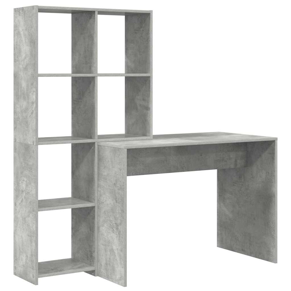  vidaXL Asztal polcokkal Beton szürke 138.5 x 55 x 143 cm Faanyag akciós termékkép 1