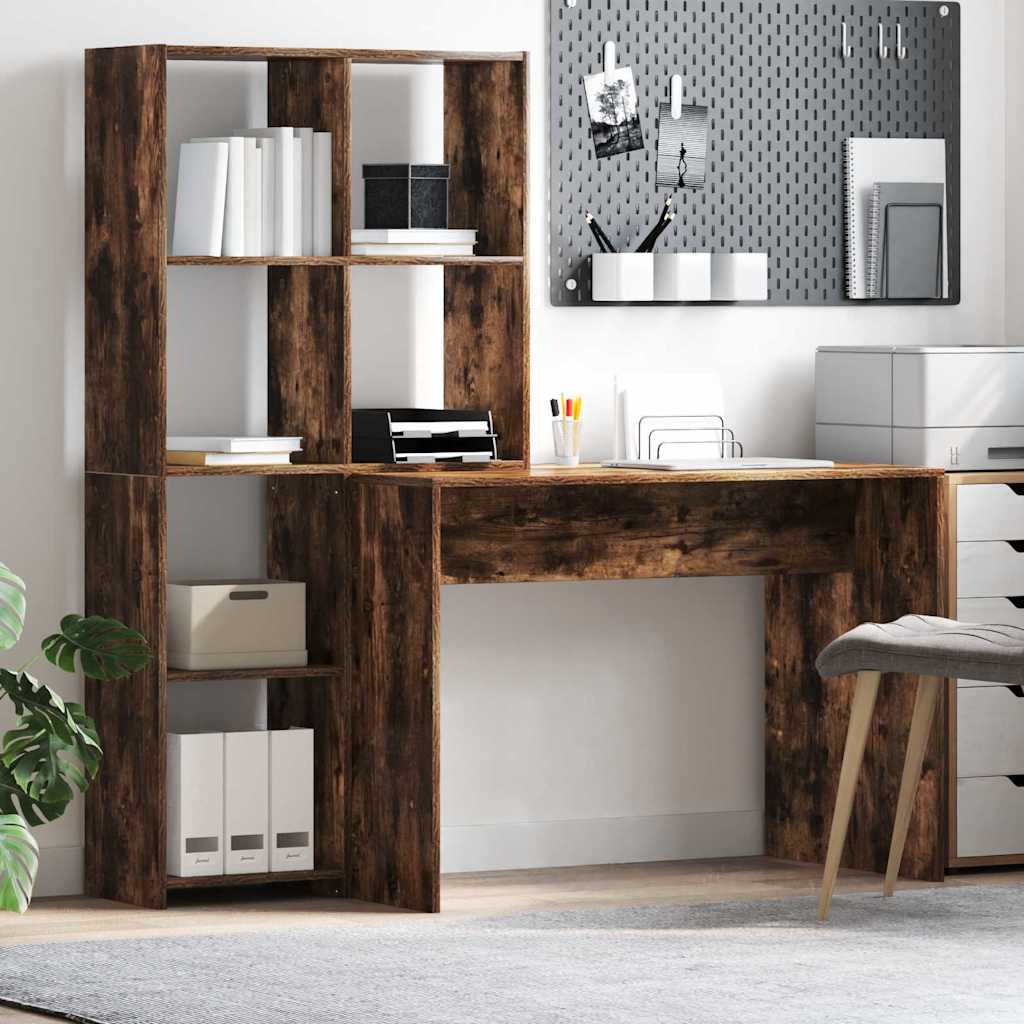 Bureau Chêne fumé 138.5 x 55 x 143 cm Bois d'ingénierie
