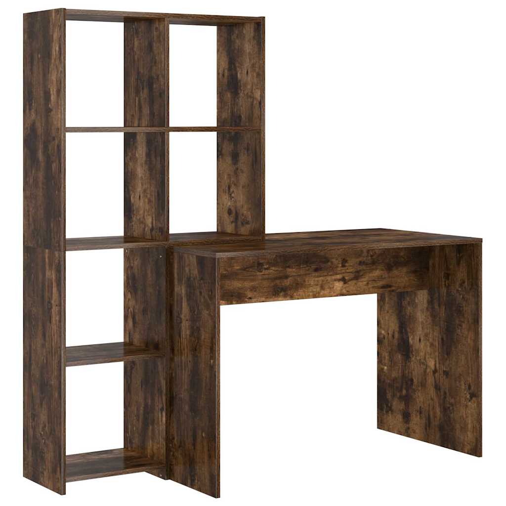  vidaXL Asztal polcokkal Füstölt tölgy 138.5 x 55 x 143 cm Faanyag akciós termékkép 1