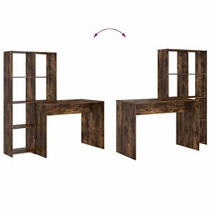 Stůl s policí Kouřový dub 138,5 x 55 x 143 cm kompozitní dřevo - obrázek 9