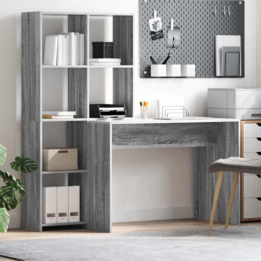 Bureau Sonoma gris 138.5 x 55 x 143 cm Bois d'ingénierie