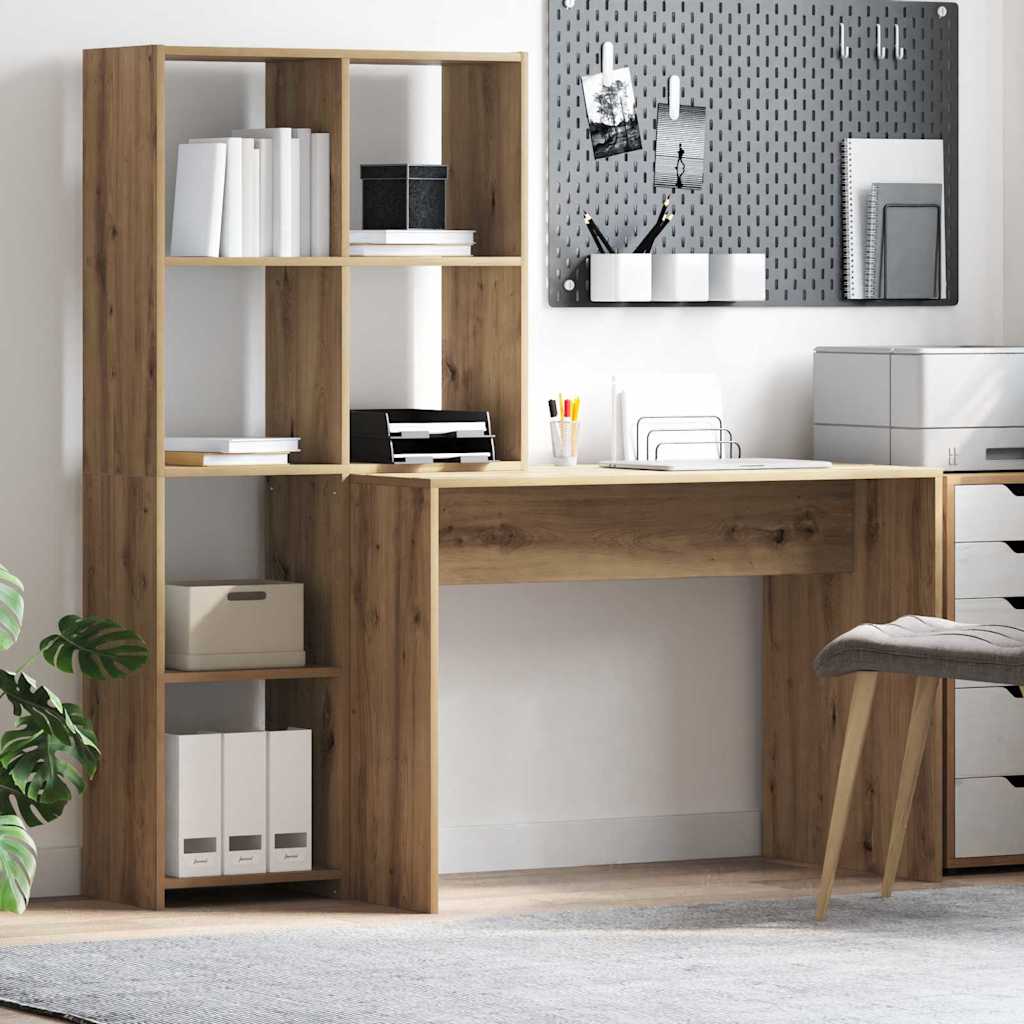 Bureau chêne artisanal 138.5 x 55 x 143 cm Bois d'ingénierie