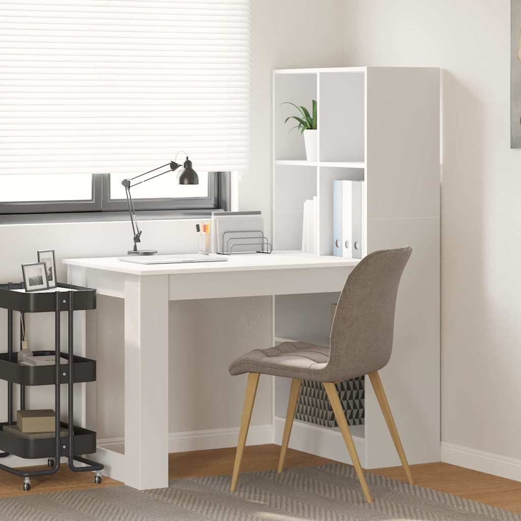 Bureau avec étagère avec stockage Blanc 122 x 67 x 145 cm