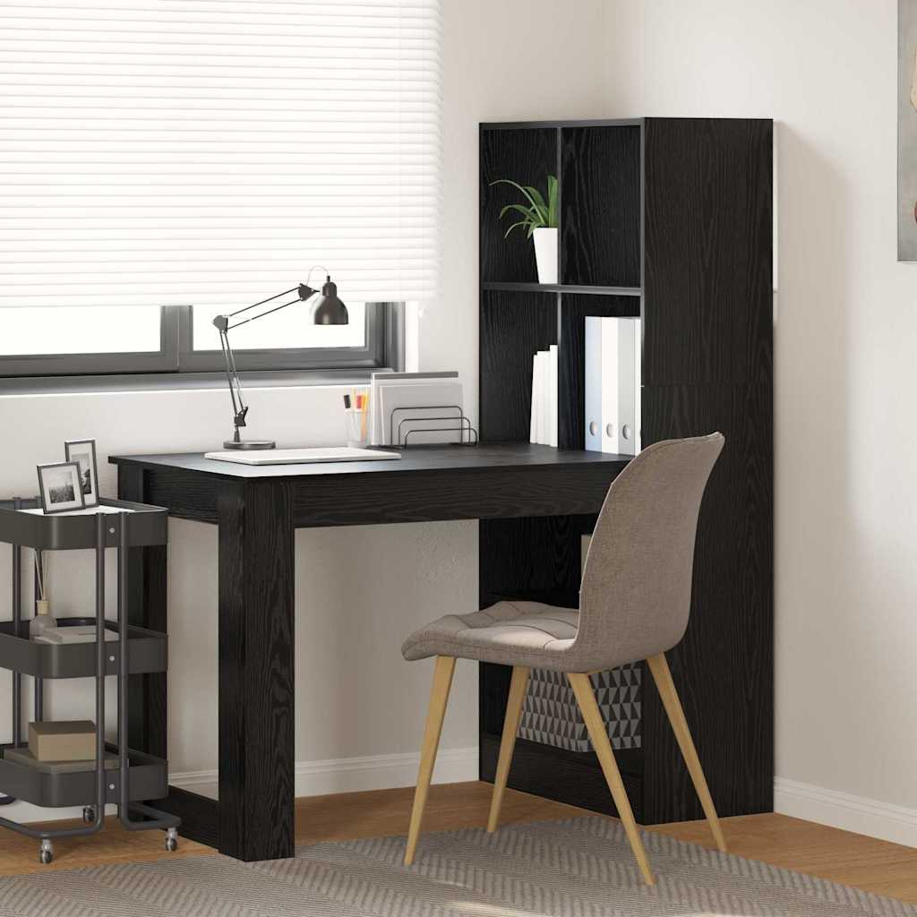 Bureau avec étagère avec stockage Chêne noir 122 x 67 x 145 cm