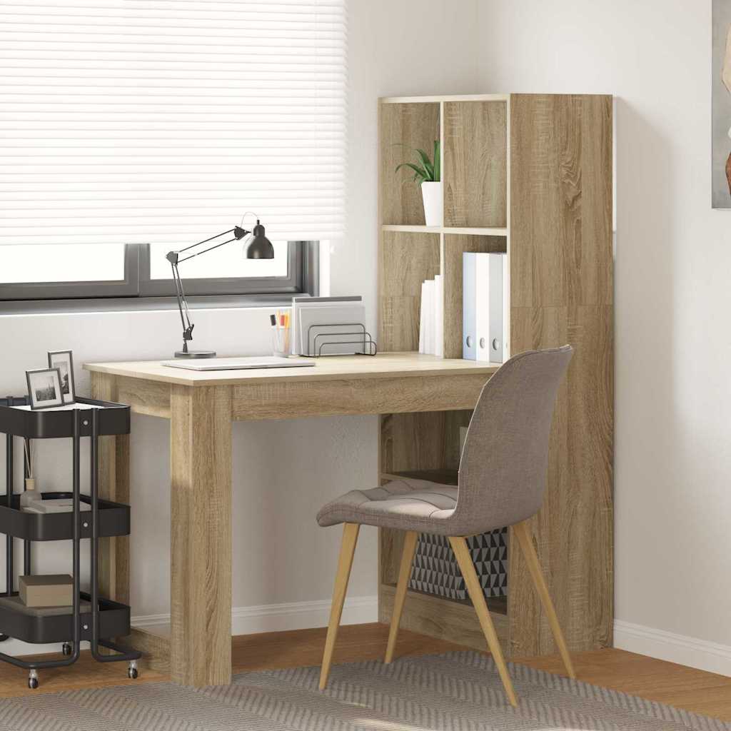 Bureau avec étagère avec stockage Chêne sonoma 122 x 67 x 145 cm