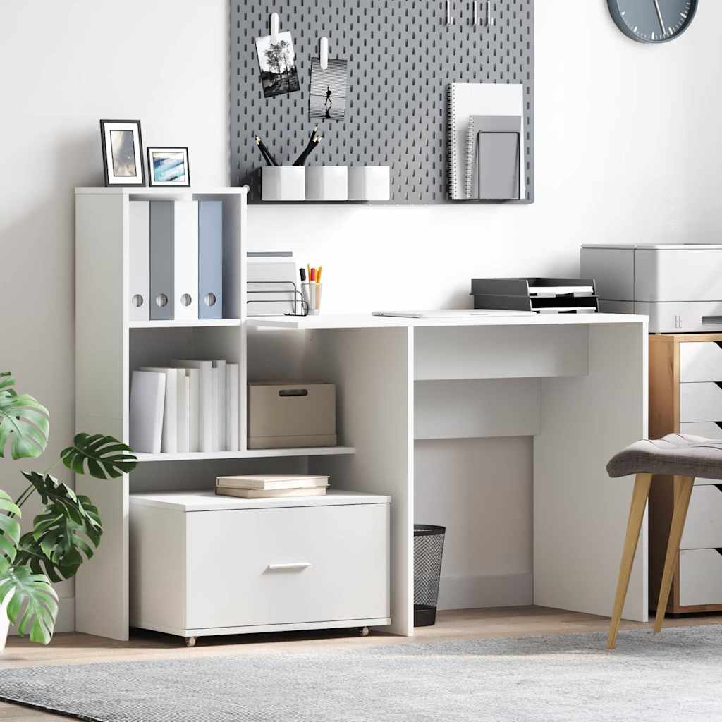 Bureau Blanc 131,5 x 50 x 106,5 cm Bois d'ingénierie