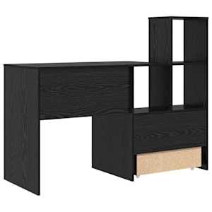 Stůl s policí Černý dub 131,5 x 50 x 106,5 cm kompozitní dřevo - obrázek 9
