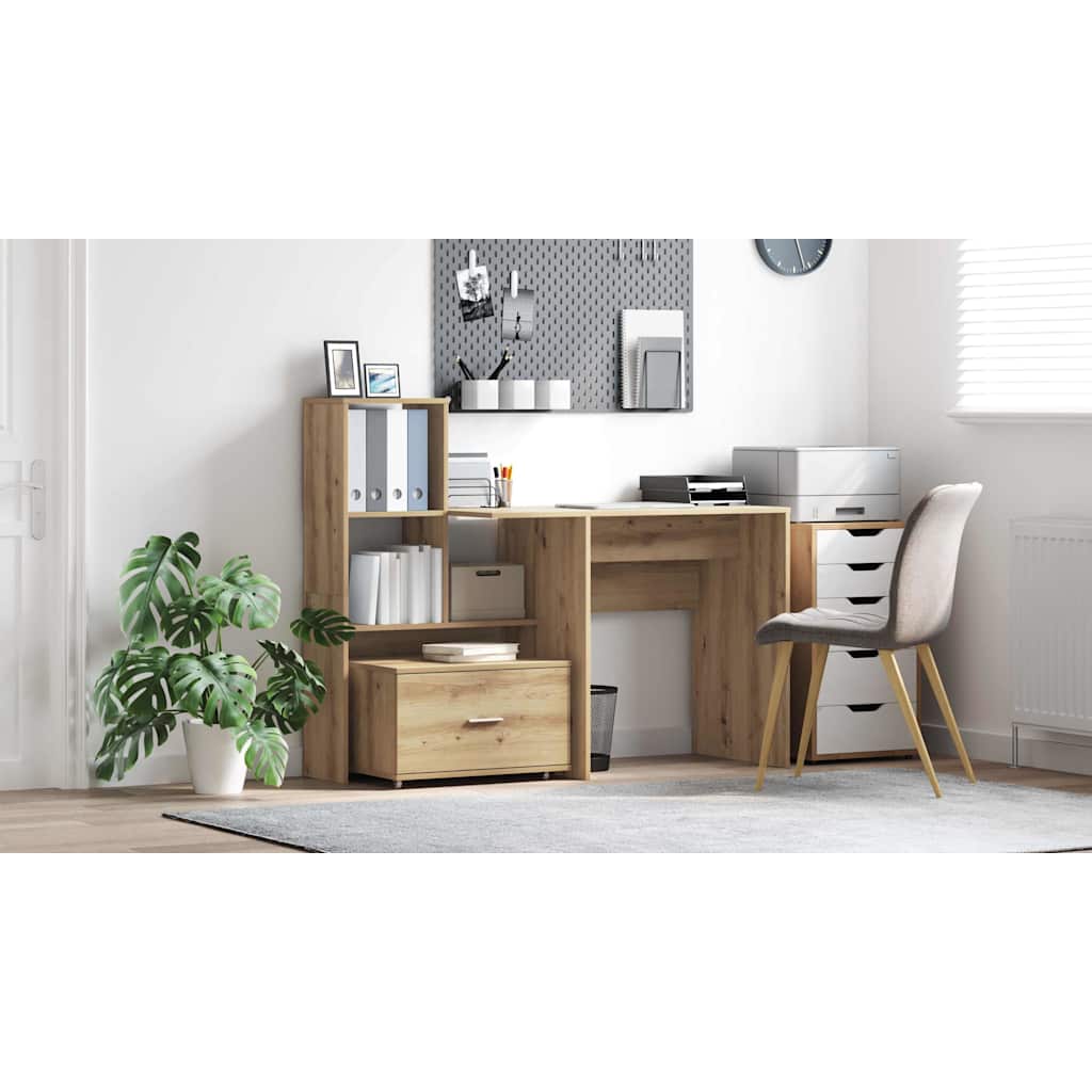 vidaXL Schreibtisch Artisan-Eiche 131,5 x 50 x 106,5 cm Holzwerkstoff – Bild 11
