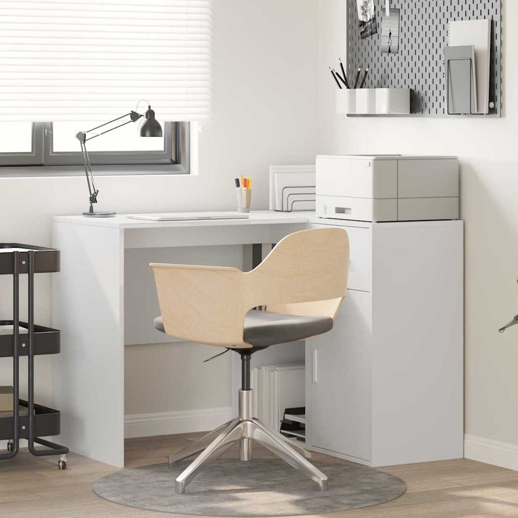 Bureau d'angle blanc 102x88x75 cm en bois reconstitué