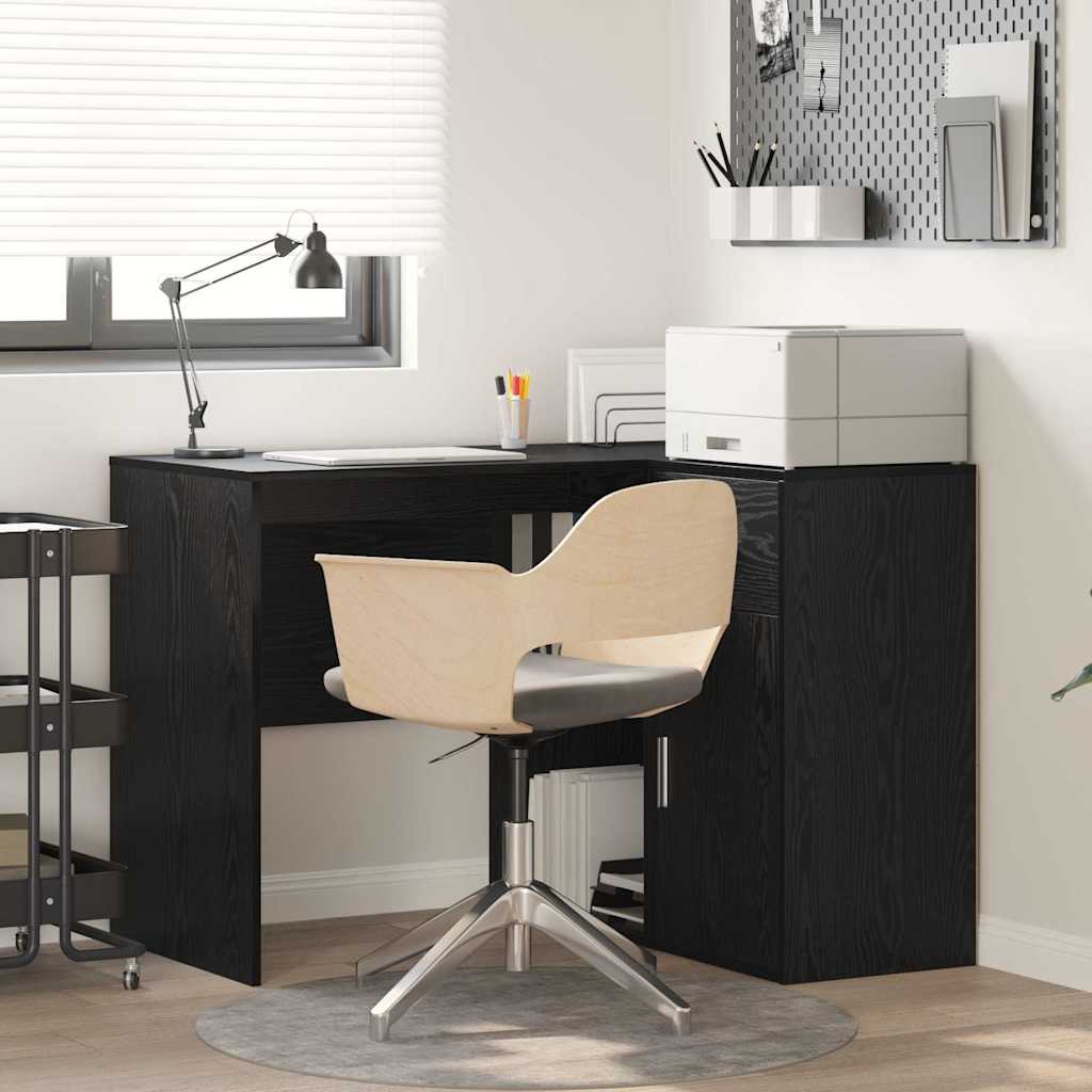 Bureau d'angle en chêne noir 102x88x75 cm en bois d'ingénierie