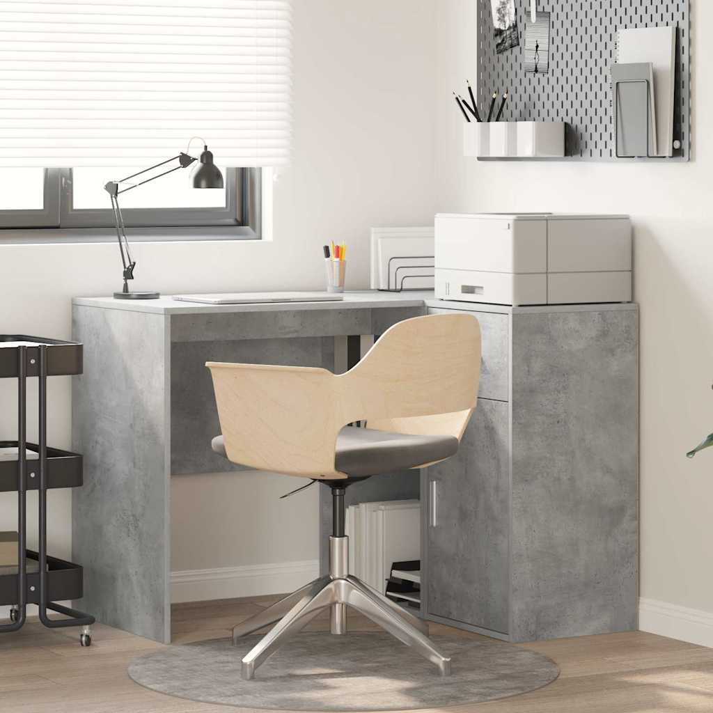 Bureau d'angle gris béton 102x88x75 cm Bois d'ingénierie