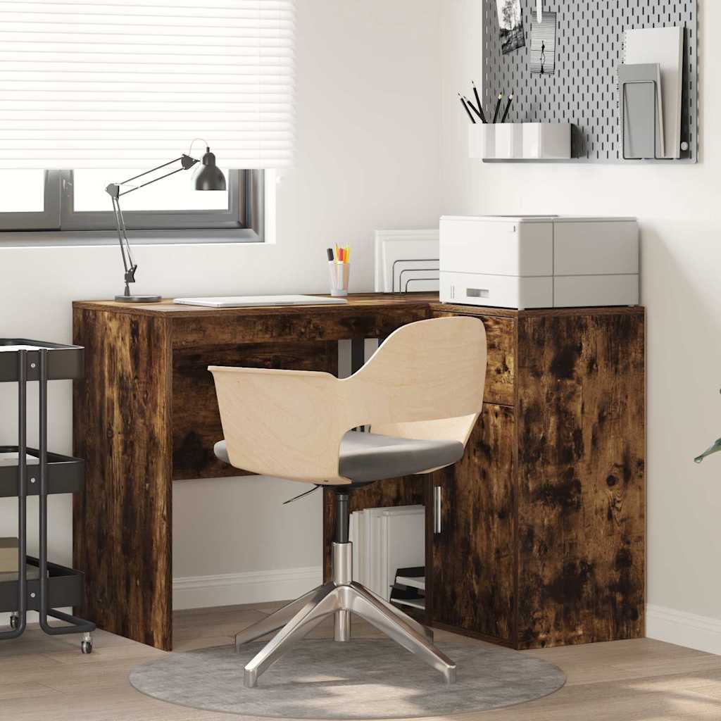 Bureau d'angle en chêne fumé 102x88x75 cm en bois d'ingénierie
