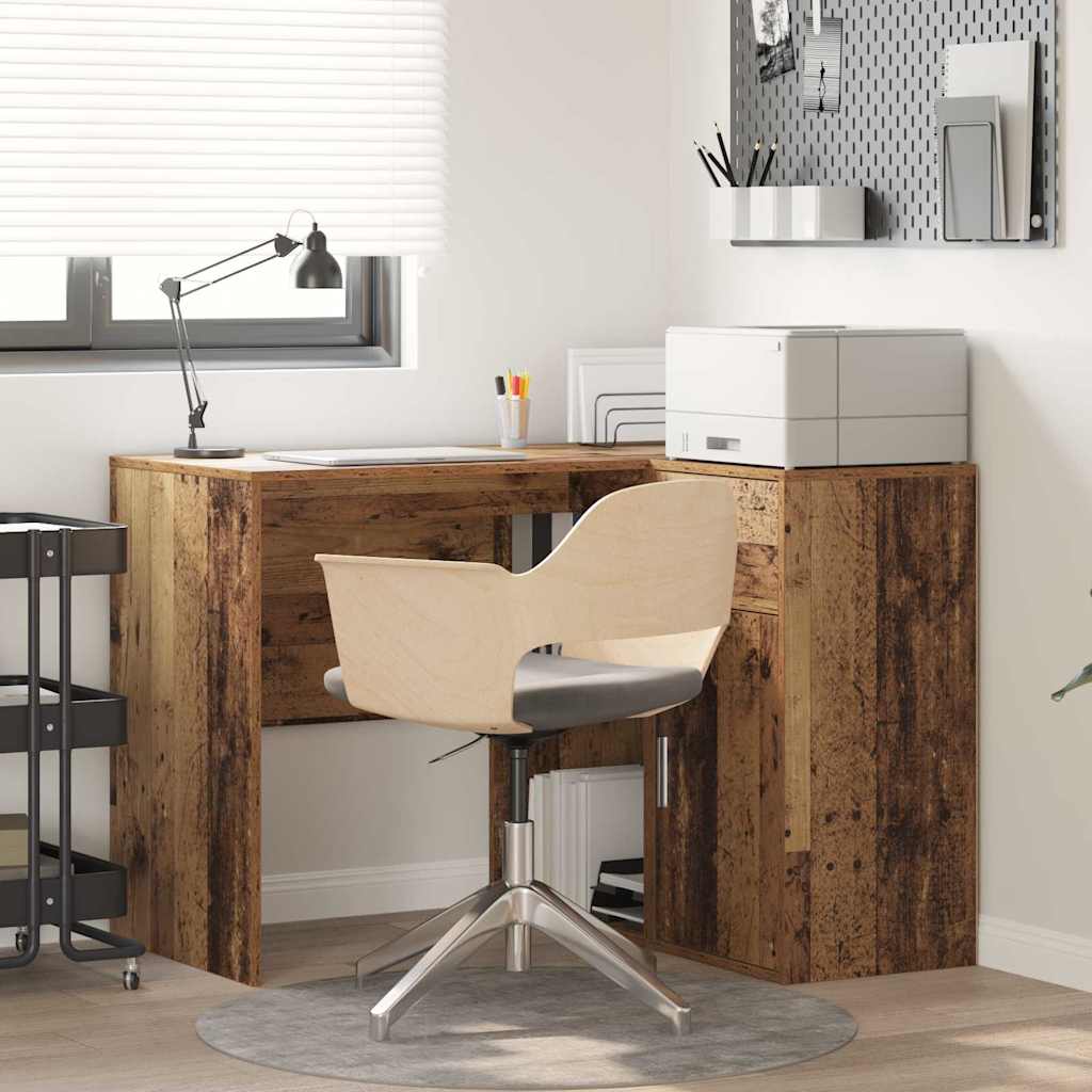 Bureau d'angle en vieux bois 102x88x75 cm en bois d'ingénierie