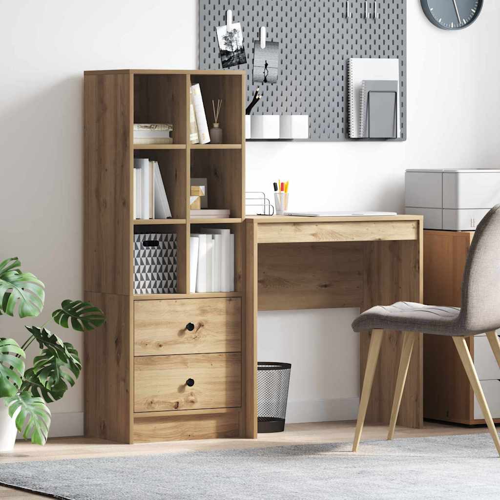 Schreibtisch mit Stauraum Artisan Eiche Holzwerkstoff
