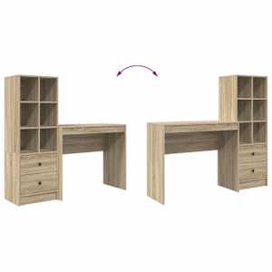 Stůl se zásuvkou s policí s úložištěm 2 pcs Sonoma dub - obrázek 13