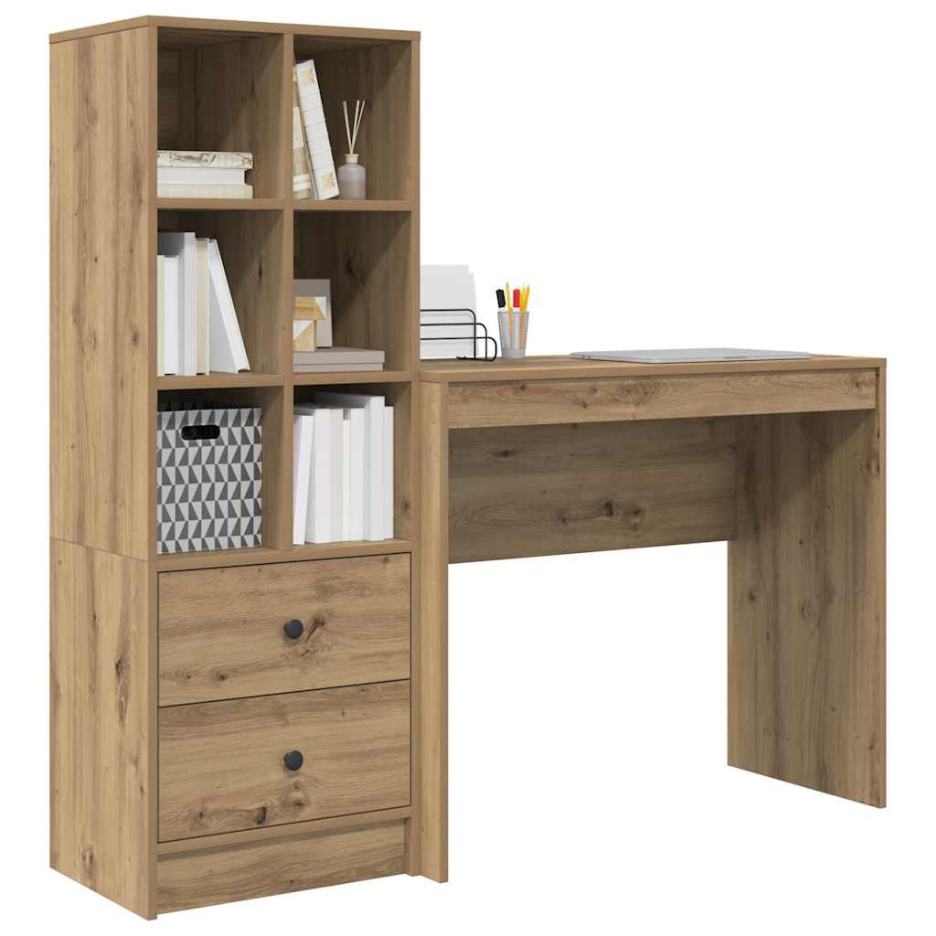 vidaXL Bureau met opbergruimte in artisan eikenhout