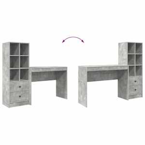 Stůl se zásuvkou 2 pcs Betonově šedá - obrázek 13
