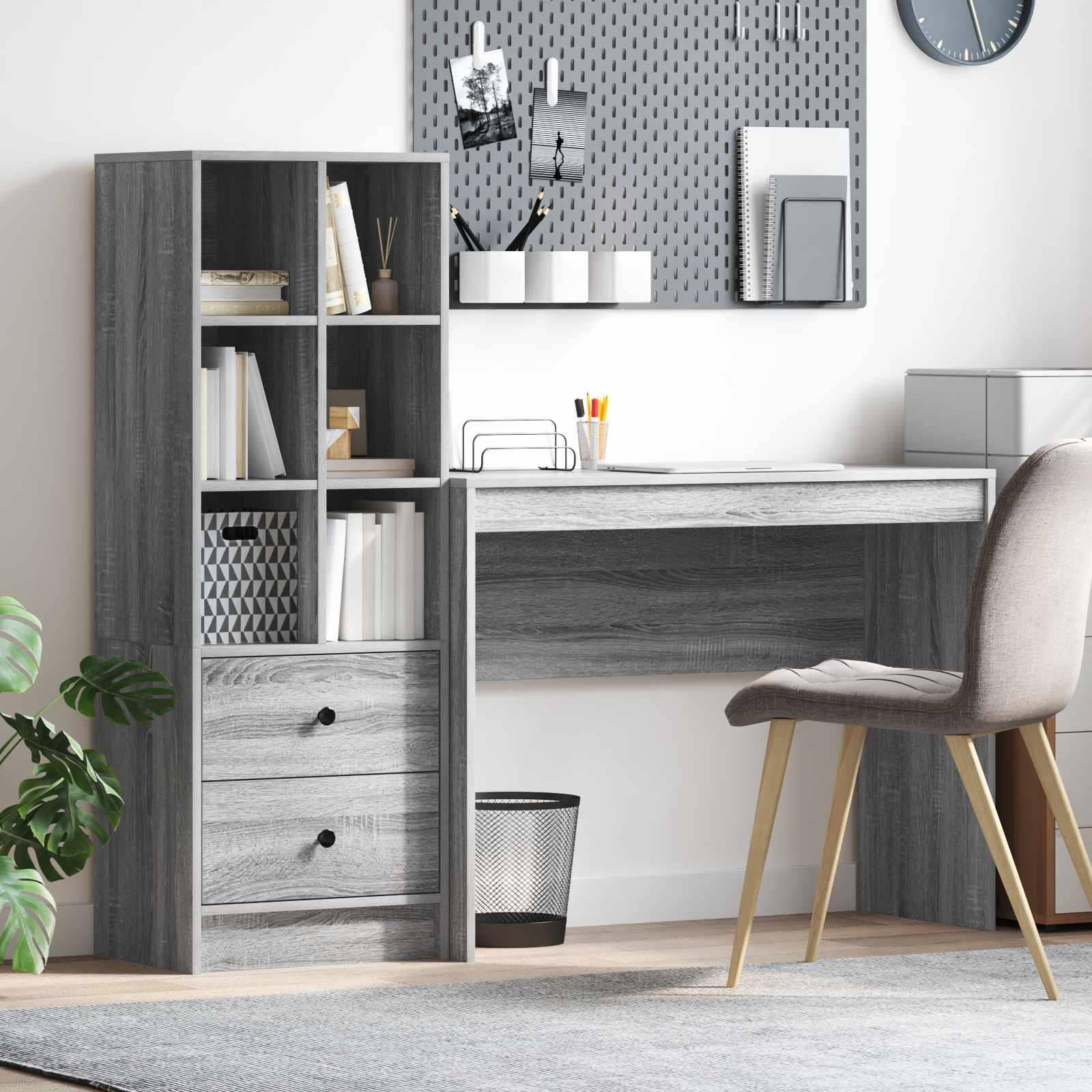 Pöytä laatikon kanssa hyllyllä 2 pcs Harmaa Sonoma