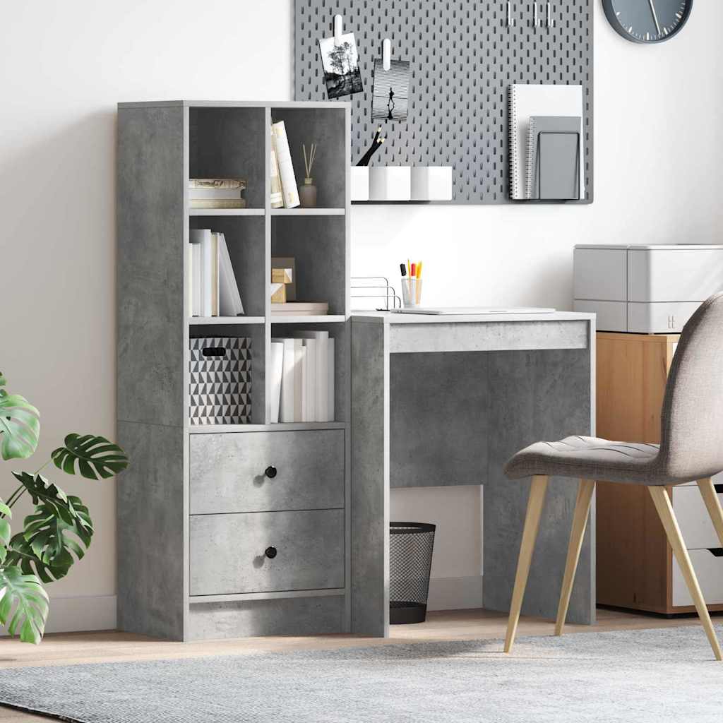 Schreibtisch mit Stauraum Beton Grau